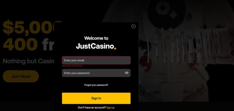just casino login form